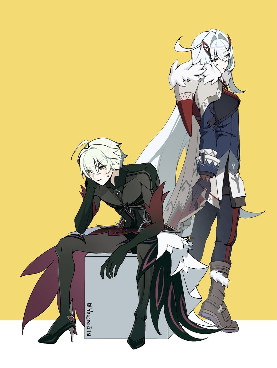 youjee679's tweet photo. Outfit swap...Not a ship!!
#Alyosha #ronova #genshinimpact https://t.co/1euVfOIp1A