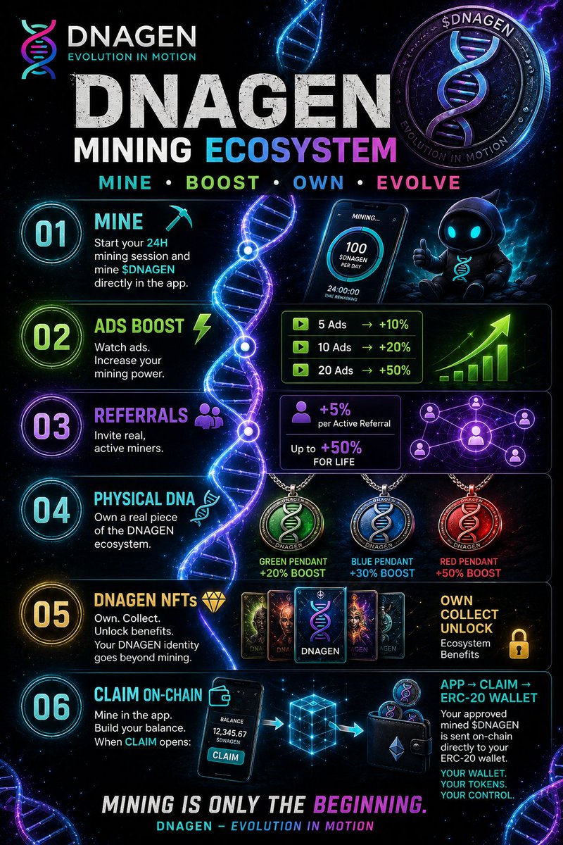 DnaGenCoin's tweet photo. 🧬 DNAGEN Mining is more than mining.
Mine. Boost. Own. Claim.
One ecosystem. One evolution. 🚀
Are you ready?
#DNAGEN #MiningApp #Crypto #Web3 https://t.co/TSAEBaKOv2