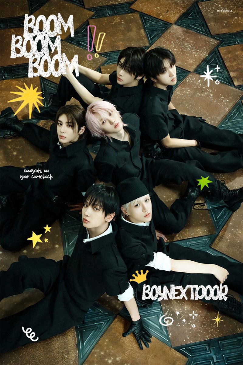tenfoldhate's tweet photo. Mark the 18th on your calendar 'cause BOYNEXTDOOR is coming back with “BOOM BOOM BOOM.” Consider this our excuse to celebrate a little too loudly. Congratulations, mates! Here’s hoping this song becomes the kind you swear you’re tired of, yet somehow never stop humming. https://t.co/2ucnjdx1oc