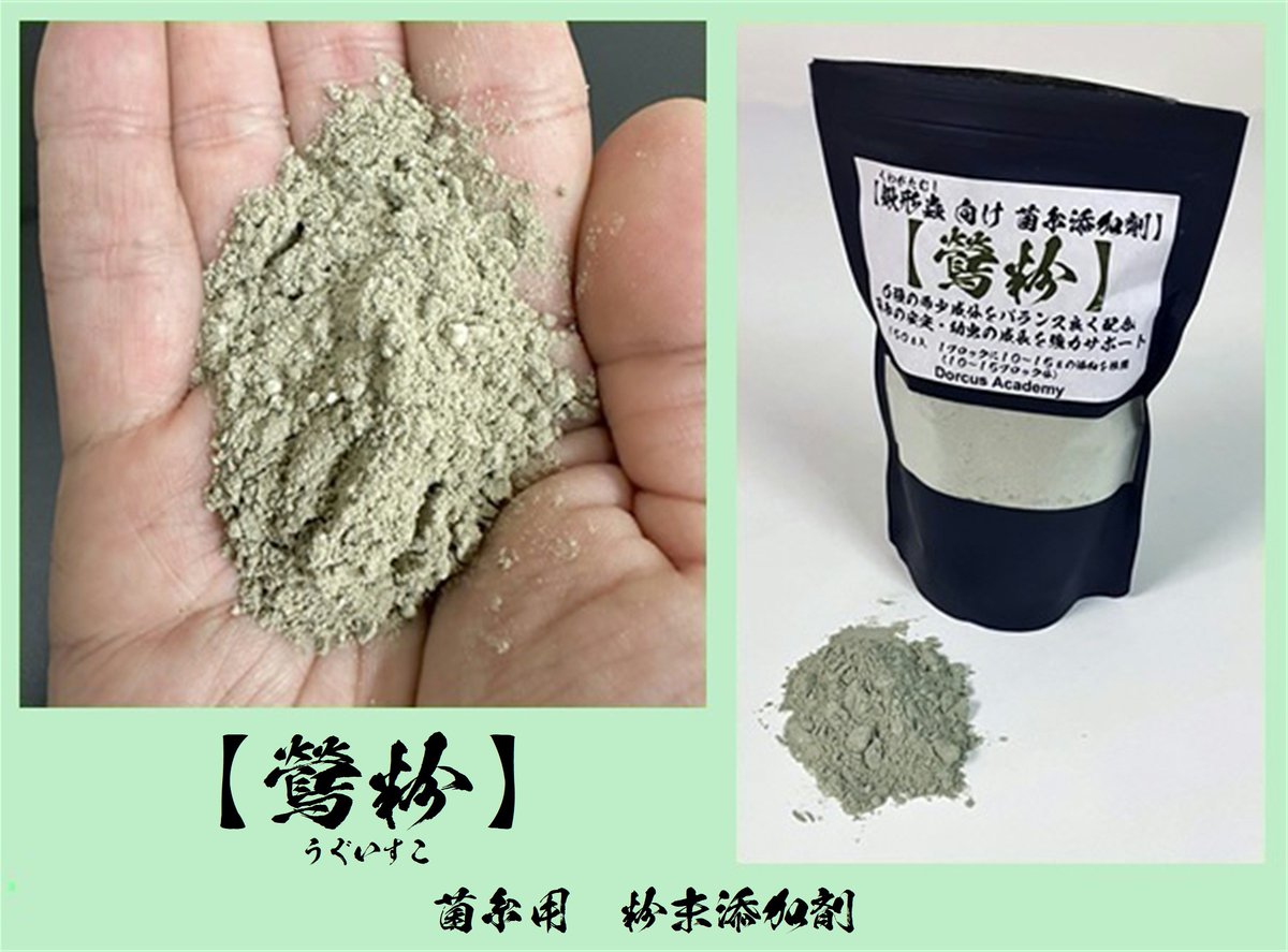 Fortech_twt's tweet photo. 取扱い開始❗️
【粉末添加剤３種】Dorcus Academy製

高品質で高性能な商品開発で有名なドルクスアカデミー様の新商品です‼️
●【鶯粉】菌糸用
●【灰粉】クワガタマット用
●【翠粉】カブトマット用

詳細はコチラから
PC→https://t.co/nrlbU5DvT9
ｽﾏﾎ→https://t.co/gHAxVodNUv https://t.co/XUO2gPTxU3