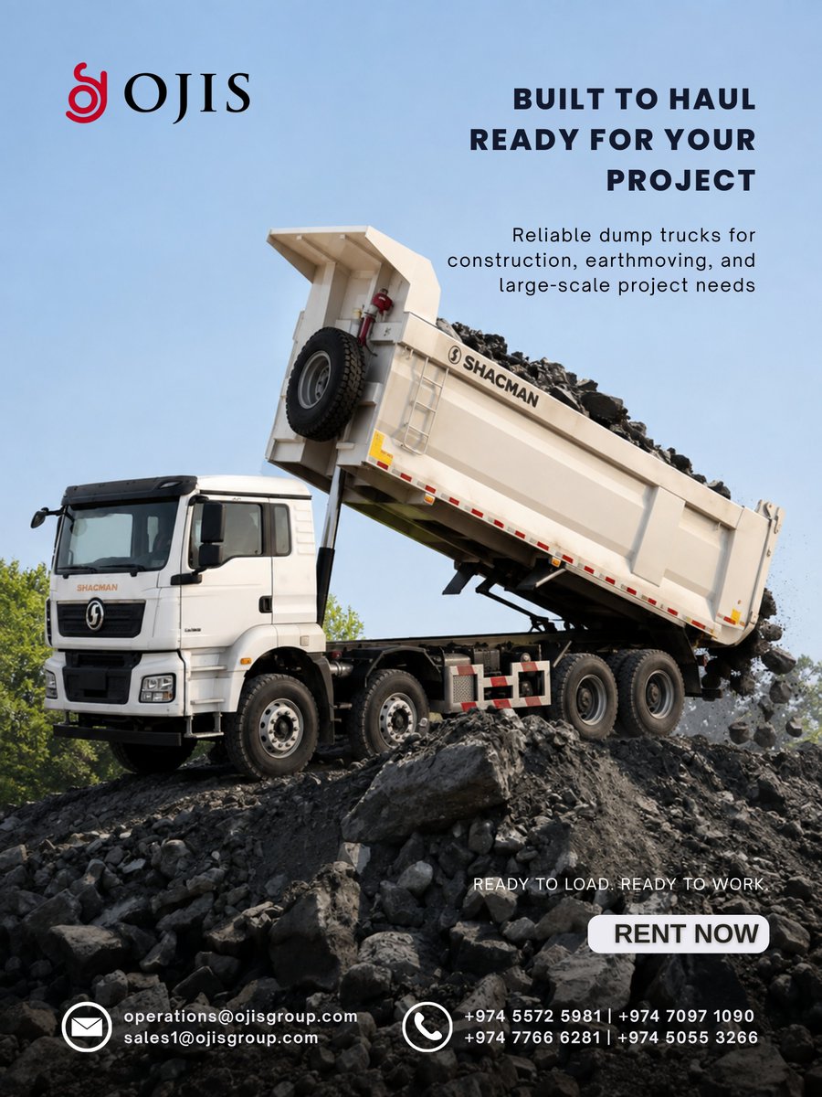 Ojis_Qatar's tweet photo. SHACMAN DUMP TRUCK | BUILT TO HAUL
📍 Qatar
📞 +974 5572 5981 | +974 7097 1090
📧 operations@ojisgroup.com
#Shacman #ShacmanTruck #DumpTruck #DumpTruckRental #HeavyDutyTruck #ConstructionEquipment #Earthmoving #TruckRental #Qatar #QatarRental #Doha #ConstructionQatar https://t.co/8fPPvudmrG