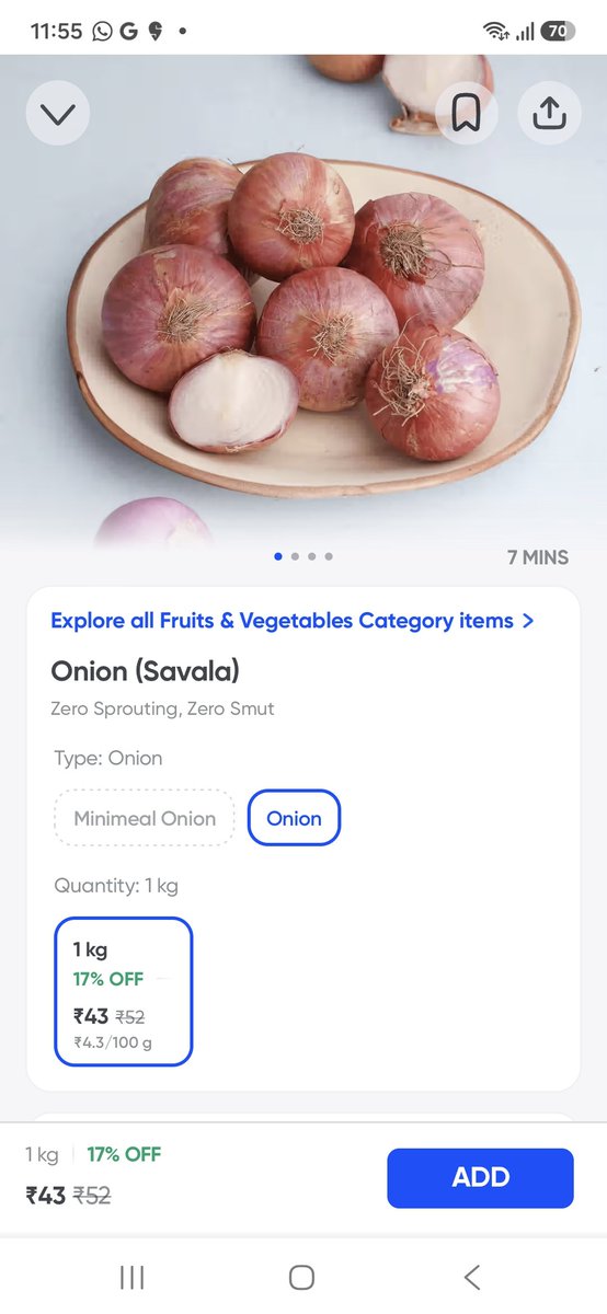 im0h1t's tweet photo. @INCIndia Onion 43 rs kg. https://t.co/jSpla0SPTY