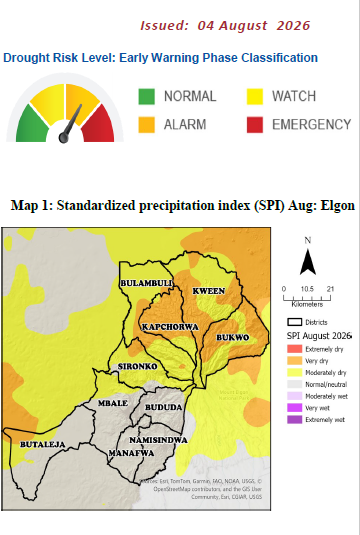 FAOUganda's tweet photo. From drought to flood risk: The latest Multi-Hazard #EarlyWarning Bulletins show worsening drought across Karamoja, Teso &amp; Elgon, while forecasts point to enhanced rainfall from September.

We must act now with #AnticipatoryAction to protect lives, livelihoods &amp; food systems. https://t.co/hitHr4iFdI