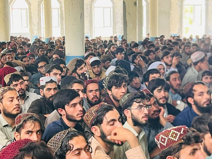 MJalalAf's tweet photo. Students are the country’s greatest asset.” Addressing Sheikh Zayed University students in Khost, Khalifa Sirajuddin Haqqani pledged full support for education, research &amp; innovation, calling students the driving force behind Afghanistan’s progress and self-reliance. https://t.co/CmZP6AJ8fG