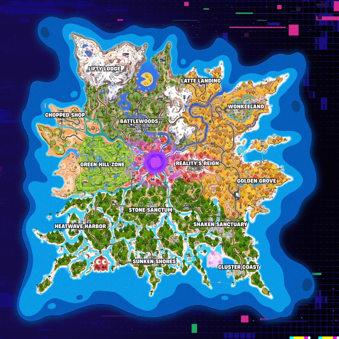 Guille_GAG's tweet photo. SEASON 4 MINIMAP WITH NAMES #Fortnite