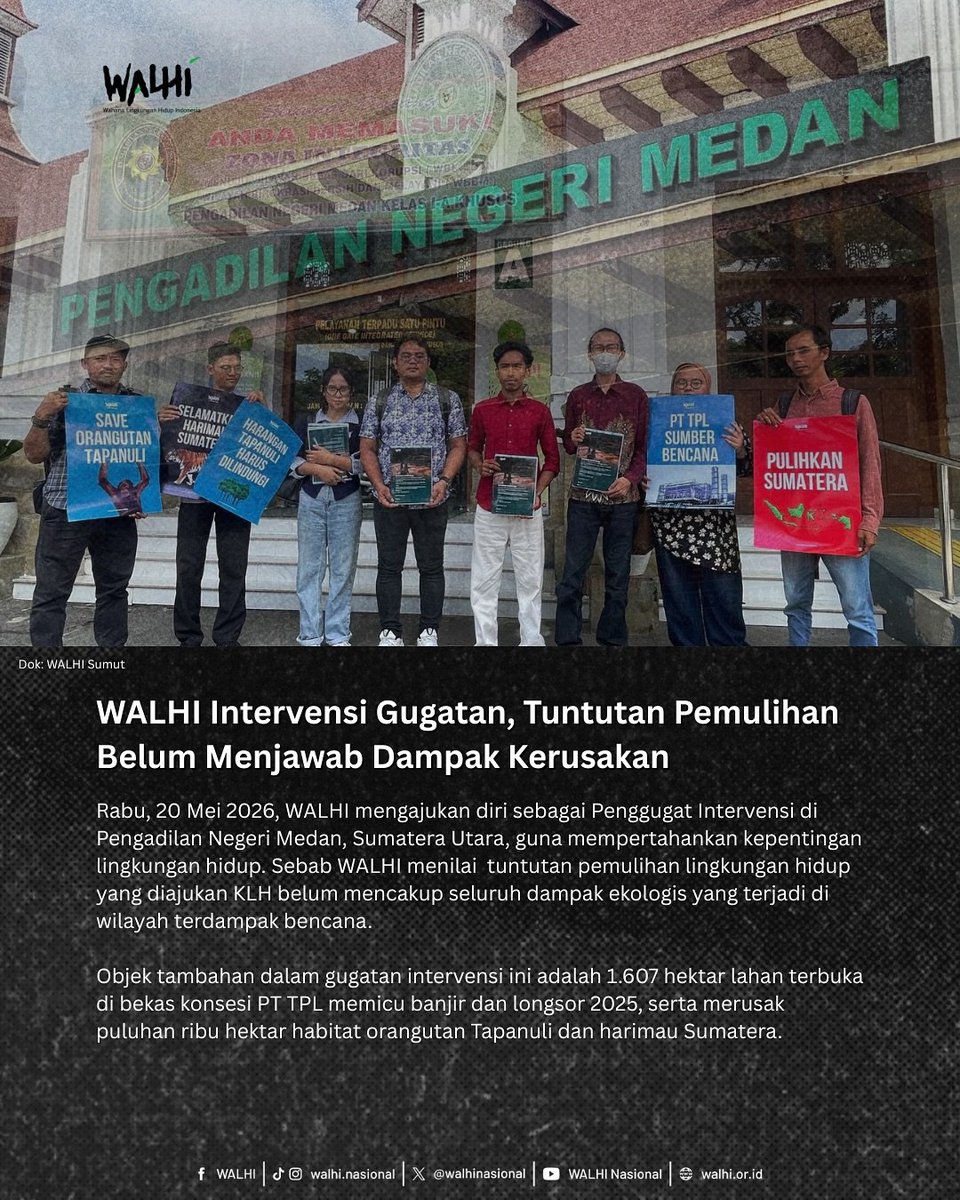 NenkMonica's tweet photo. IZIN DICABUT, DIGUGAT TRILIUNAN, KINI DIJERAT PAJAK: TOBA PULP LESTARI DIKEPUNG DARI SEGALA PENJURU HUKUM!

Ini bukan bencana alam. Ini kejahatan ekologis yg disengaja!

PT Toba Pulp Lestari (TPL) dengan sengaja membuka ribuan hektare lahan di Tapanuli, membiarkan hutan gundul, hingga memicu banjir bandang dan longsor dahsyat akhir 2025. Warga kehilangan rumah, sawah, bahkan nyawa. Habitat Orangutan Tapanuli dan Harimau Sumatera hancur. Semua ini demi keuntungan segelintir orang!

Pemilik pengendali beserta jajaran pengurus perusahaan, harus dimintai tanggung jawab penuh. Mereka menikmati keuntungan dari bisnis pulp sambil membiarkan rakyat kecil menanggung penderitaan dan alam rusak parah.

Tuntutan pemulihan Kementerian yg hanya Rp 85 miliar adalah penghinaan. Rp 2,6 triliun pun masih kurang untuk menebus dosa lingkungan ini!

Tidak ada ampun. Pemilik dan perusahaan harus digugat sampai bangkrut jika perlu. Alam dan rakyat Tapanuli bukan korban yg boleh dikorbankan demi kekayaan segelintir orang!