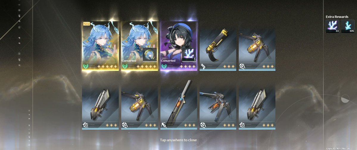 wuweross's tweet photo. @WuWa_Verse1 Won my 5050 and my first time getting double limited characters. https://t.co/JRuZEMsFQk