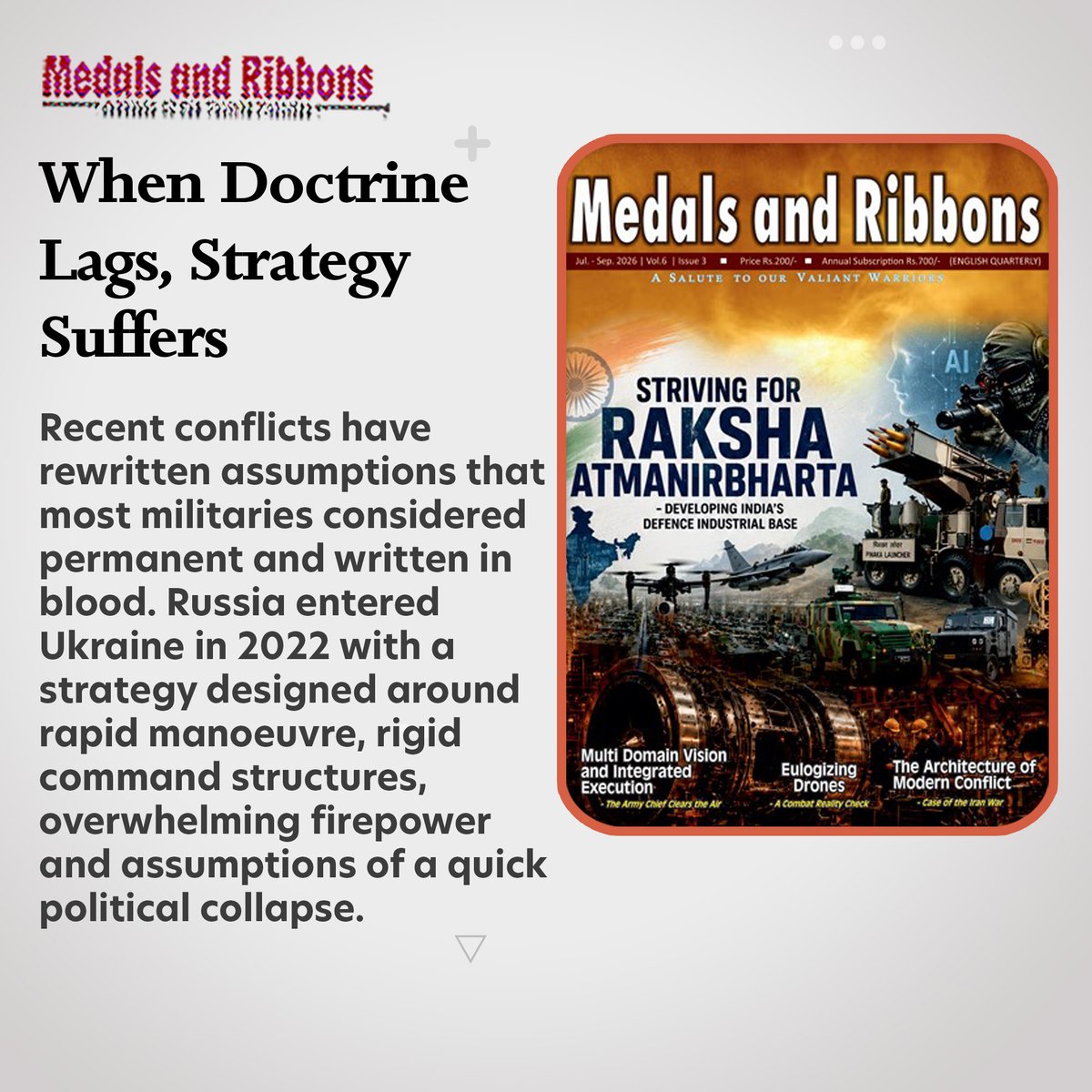 Medals_Ribbons's tweet photo. The July 2026 issue of Medals and Ribbons brings forth a bouquet of insightful analyses and interesting narratives. Log onto https://t.co/4G4NJouioT to subscribe or download your copy. https://t.co/8KayVpKWi6