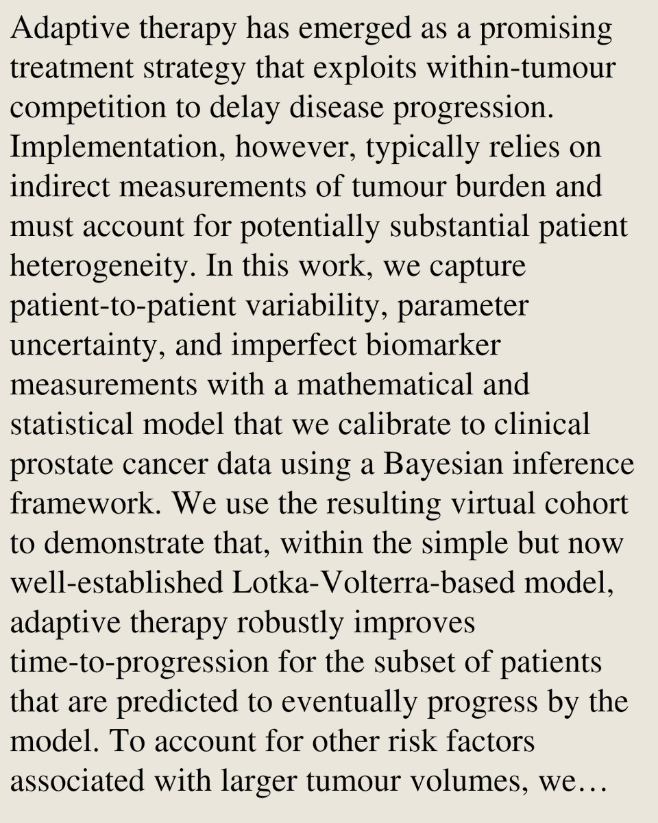 CVCY's tweet photo. Adaptive therapy under parametric, structural, and measurement uncertainty

Alexander P Browning, Rebecca M Crossley, Ryan J Murphy, Helen Byrne, Sara Hamis
https://t.co/JMAxewiZ0R [𝚚-𝚋𝚒𝚘.𝚃𝙾 𝚜𝚝𝚊𝚝.𝙰𝙿 𝚜𝚝𝚊��.𝙼𝙴] https://t.co/PCmRuyfdQj
