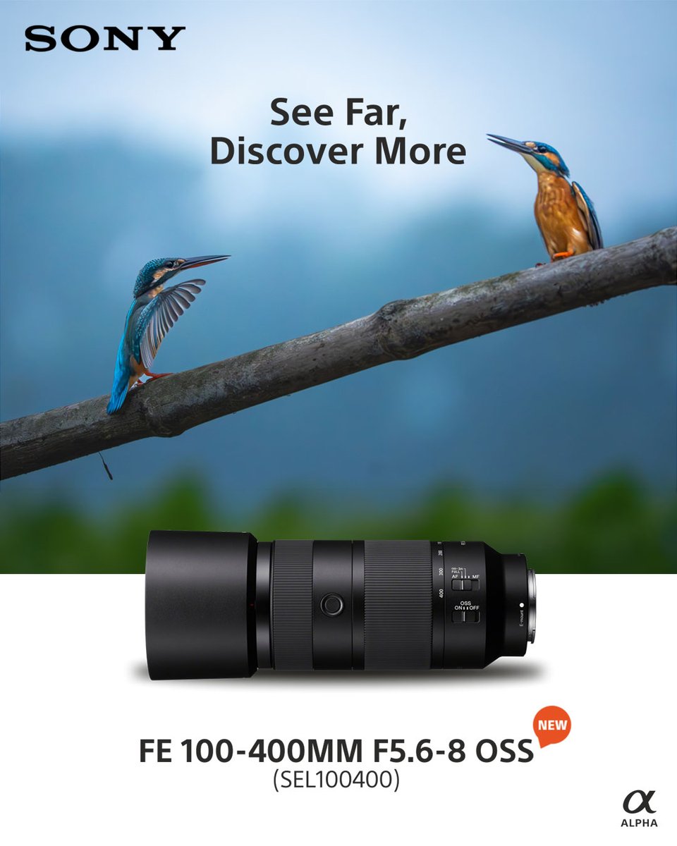 sony_india's tweet photo. See Far, Discover More, because no subject is out of your reach, and every shot is as easy as you want to frame it. The lightweight and compact Sony FE 100-400mm F5.6-8OSS is now available in India for you to experience.

Know more: https://t.co/AQSeJcsgdT
#CreateWithSony https://t.co/KL8KqFSdYh