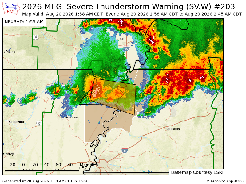 WJONIPwx's tweet photo. MEG issues Severe Thunderstorm Warning [damage threat: CONSIDERABLE, wind: 70 MPH (RADAR INDICATED), hail: 1.00 IN (RADAR INDICATED)] for Clay, Mississippi [AR] and Dunklin, Pemiscot [MO] and Dyer, Lake, Lauderdale, Obion [TN] till 2:45 AM CDT https://t.co/5RqzUtBRef https://t.co/n6IbL9MeGj