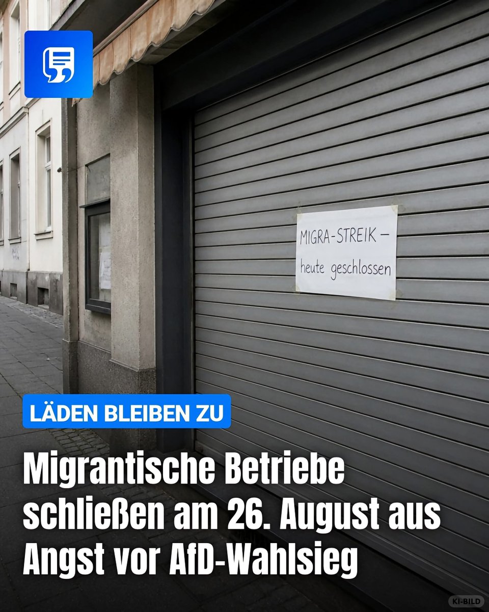 IrisRoder42813's tweet photo. ▶️ In Sachsen-Anhalt schließen am 26. August viele migrantische Betriebe für fünf Stunden. 
Der Flüchtlingsrat hat zu einem freiwilligen Streik aufgerufen – 
▶️ aus Angst vor einem AfD-Wahlsieg bei der Landtagswahl am 6. September. https://t.co/qcMtmxgdSX