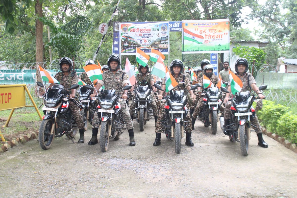 153Crpf's tweet photo. A vibrant bike rally was organized by the 153 BN CRPF Bijapur, showcasing immense national pride.The rally reflected the commitment of CRPF personnel towards strengthening public connect and spreading the message of peace, security and harmony.
#CRPF #153BNCRPF #NationFirst https://t.co/1FonETUMS2