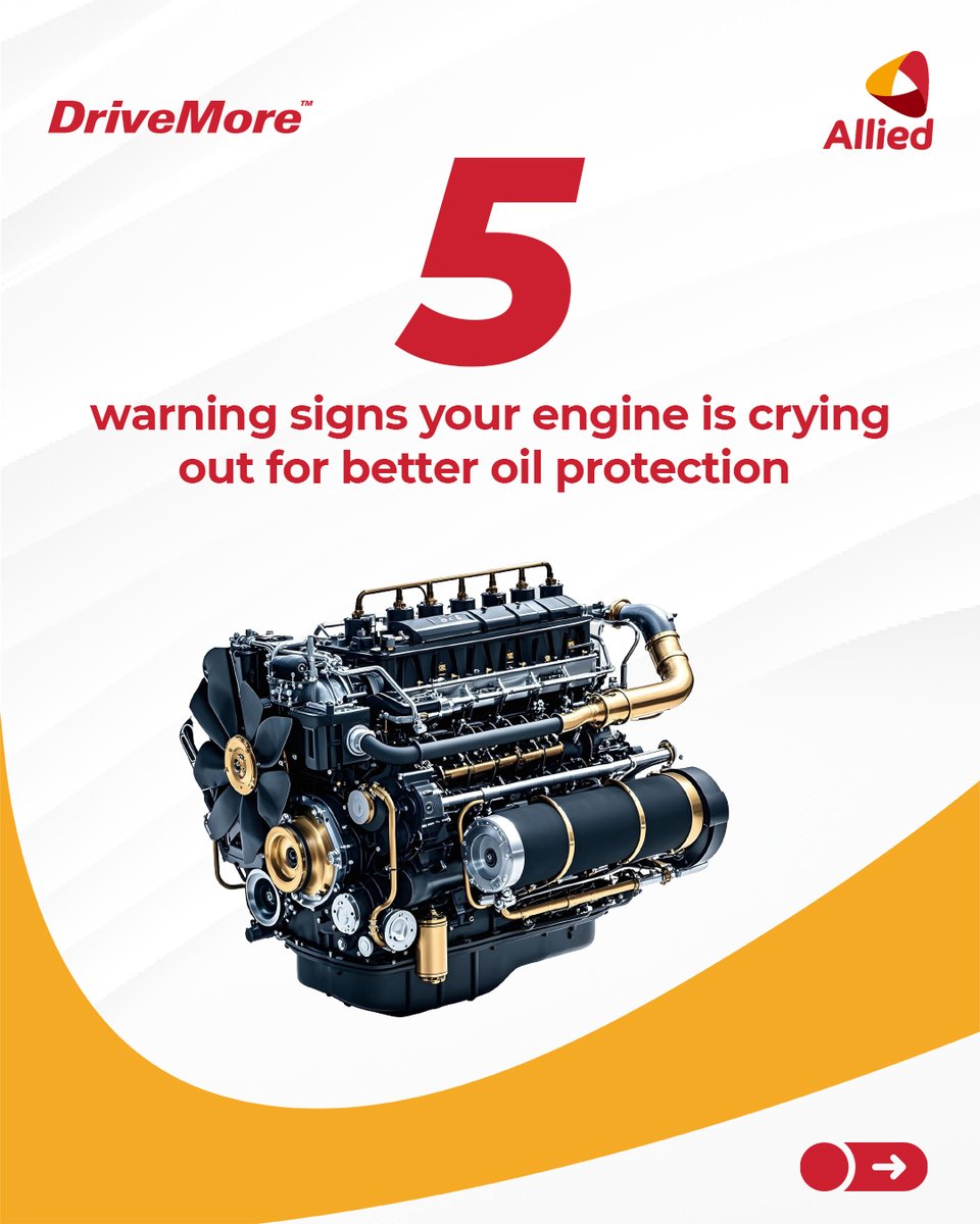 AlliedGhana's tweet photo. Is your petrol engine trying to tell you something? Here are 5 warning signs your engine is crying out for better oil protection ππ½
#P40Protection #AlliedOilGhana #PetrolEngine #EngineHealth #CarTips #AdvancedOil #GhanaMotoring #FuelledForGhana https://t.co/YgJ8lS3Sc4