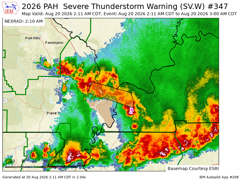 TriStateAlert's tweet photo. PAH issues Severe Thunderstorm Warning [wind: 60 MPH (RADAR INDICATED), hail: 0.00 IN (RADAR INDICATED)] for Alexander, Pulaski [IL] and Ballard, Carlisle, McCracken [KY] and Mississippi, Scott [MO] till 3:00 AM CDT https://t.co/eORYC6nRYl https://t.co/f9EuFVI9ag
