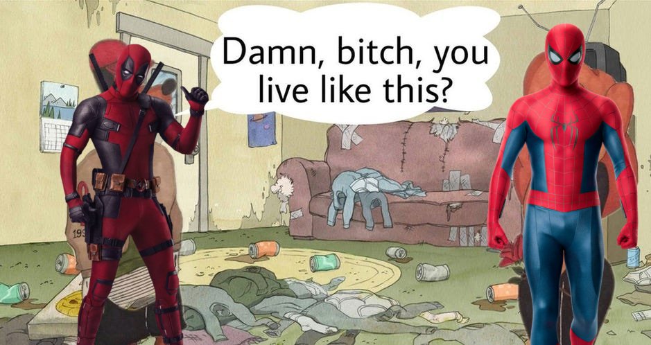 frogs_something's tweet photo. #spideypool https://t.co/1OHSN3c3Y9