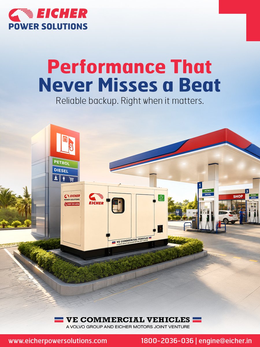 eicher_eps's tweet photo. Power interruptions shouldn't interrupt progress. 

Eicher Power Solutions gensets deliver dependable backup with 4 Valve Technology, Higher Block Load Capacity, Longer Service Intervals &amp; Superior Technology.

📞 1800 203 6036  
📧 engine@eicher.in

#EicherPowerSolutions #Eicher https://t.co/kjwJT6O4mJ