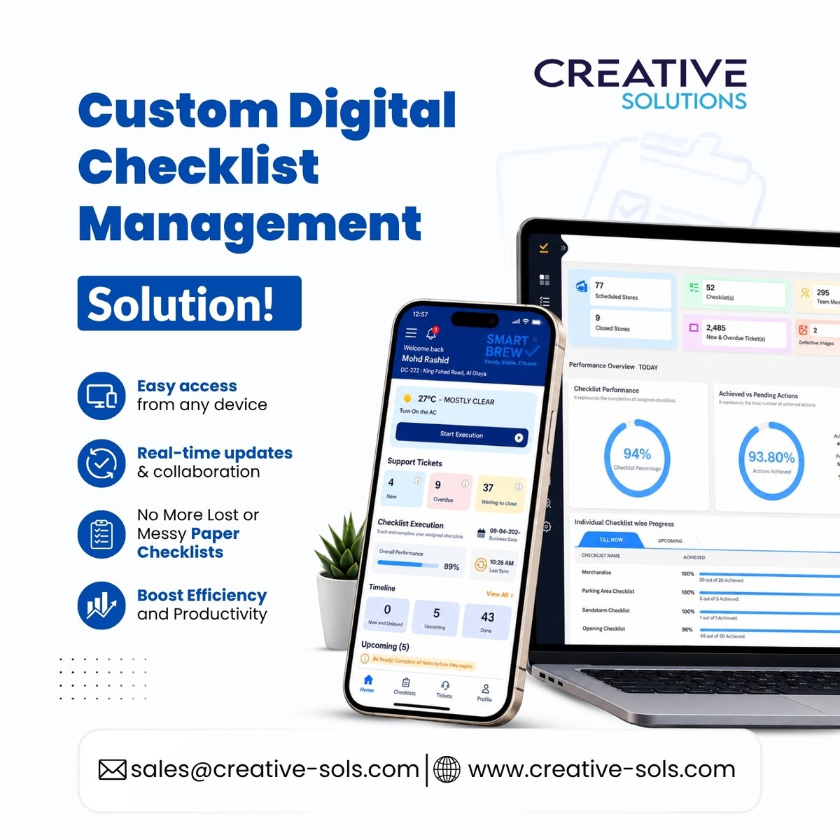 Creative_sols's tweet photo. Streamline your workflow and stay organized with our Custom Digital Checklist Management Solution!
#DigitalTransformation #ProductivityBoost #OperationsManagement #Productivity #TaskManagement #Teamwork #WorkflowAutomation
#سمارت_برو #إدارة_قائمة_التحقق #إدارة_العمليات #الإنت https://t.co/IGol5LMoHe