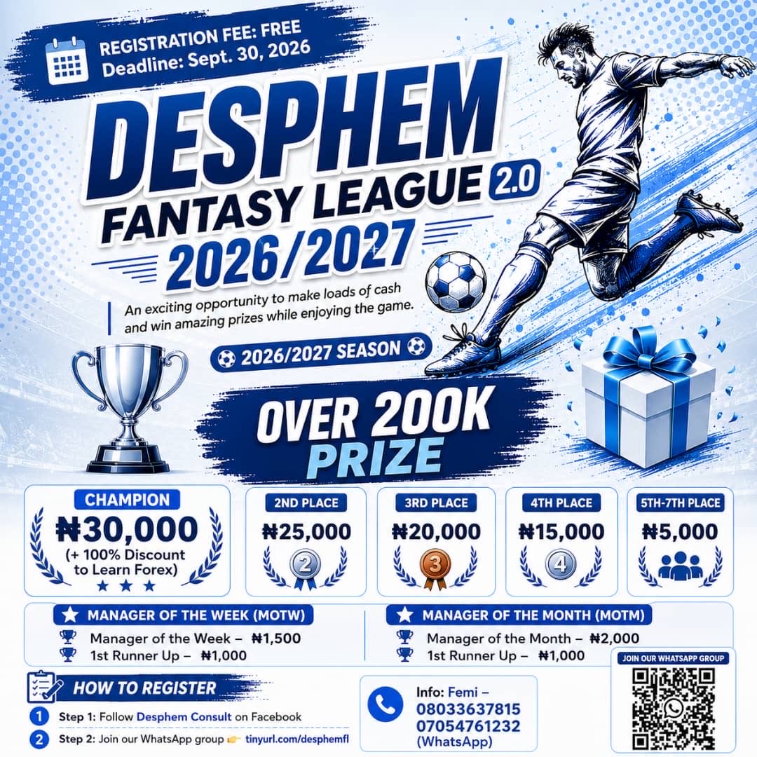 desphemfx's tweet photo. Join my free FPL group and stand the chance to win exciting prizes…. https://t.co/Y6xVBRkEbp