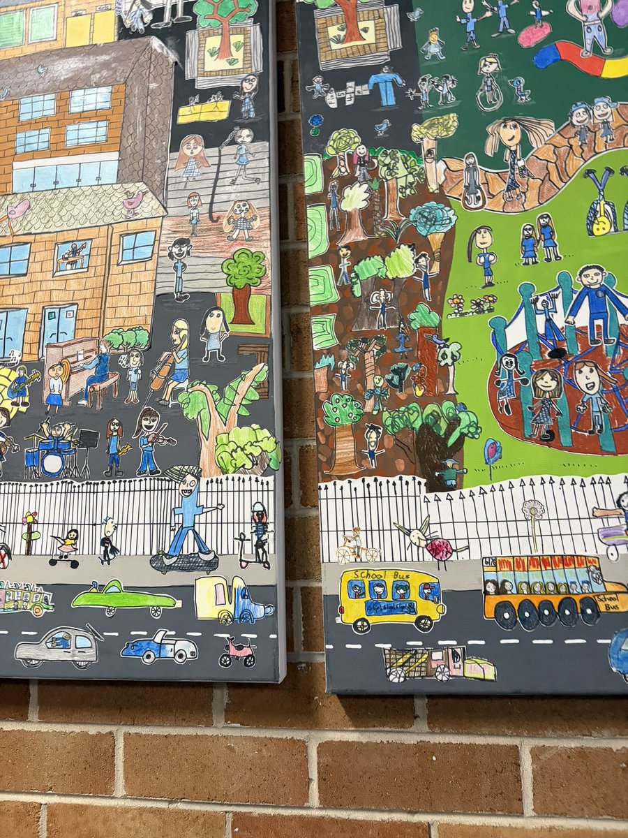 jamespatrickart's tweet photo. Some cool art from my sons school, always inspired by artists of all ages 💚 https://t.co/Cmrx3twa86