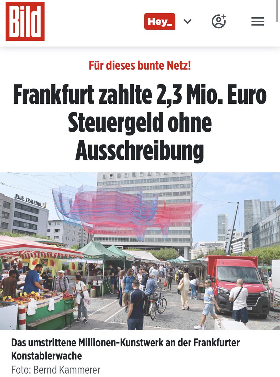 Bundeskanz50246's tweet photo. Was im hoch verschuldeten Frankfurt mit dem SPD-Oberbürgermeister (Mike Josef, SPD) und seiner Stellvertreterin (Nargess Eskandari-Grünberg, Grüne) möglich ist, ist schon interessant: 
2,3 Millionen Euro für ein blödes Netz (in dem sich – wie nicht anders zu erwarten – auch Vögel verfangen) sind schon eine ordentliche Summe. Und das ohne öffentliche Ausschreibung, obwohl eine solche ab 216.000 Euro eigentlich vorgeschrieben ist (bis auf sehr wenige Ausnahmen). Aber natürlich hat das hier nichts mit dem typischen Genossen-Filz der SPD zu tun 🤡 .