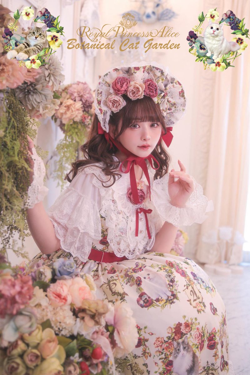 R_P_Alice's tweet photo. 🌹Botanic Cat Garden🐈🌹

🌹ジャンパースカート31,900円
🌹ボンネット15,900円
🌹カチューシャ4500円

8月22日ロイプリofficial先行予約開始
8月29日お取り扱い店ご予約開始 https://t.co/QrQjwHd30H