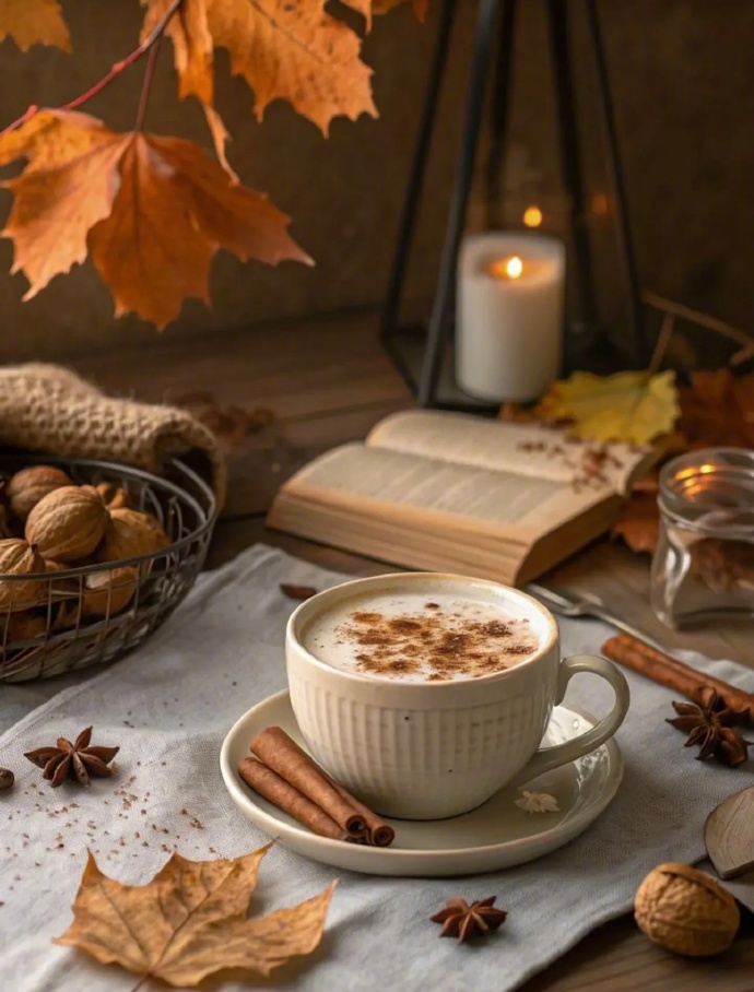 POKKOP18's tweet photo. Chilly autumn breeze and golden leaves  Today’s perfect for a hot cocoa and a good book!， https://t.co/w5U9mQQO2E