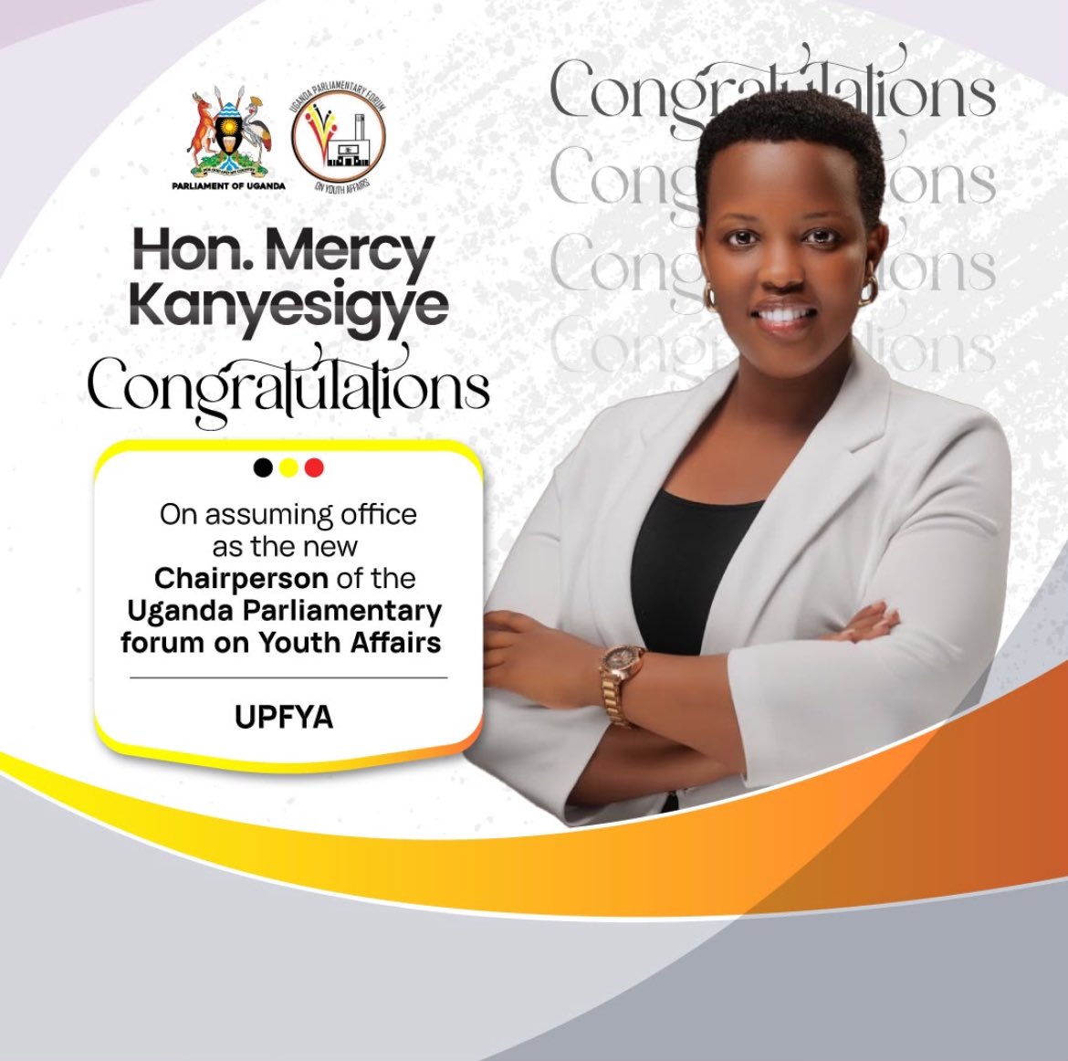 KanyesigyeMerc1's tweet photo. Deeply honored & grateful for the trust placed in me to serve as the new Chairperson of the Uganda Parliamentary Forum on Youth Affairs (UPFYA).

This is not just a title but a profound responsibility to amplify the voices of our young people.

I sincerely thank my fellow Members of Parliament for their confidence, & the youth of Uganda for their unwavering energy.

Together, let us shape a future that empowers every young Ugandan.👌

🌟🌟🌟

#UPFYA #YouthEmpowerment #TukoPamoja