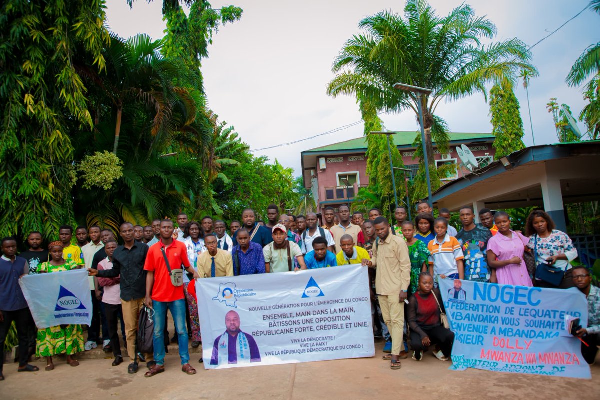 NOGECOPPOSo1's tweet photo. #Mbandaka, terre de mobilisation et d’écoute. 🇨🇩

Ce mercredi 19 août 2026, Maître #DollyMwanza Mwanza, Président National de la #NOGEC et Coordonnateur Adjoint de l’Opposition Républicaine #OPR2026, a échangé avec sa base politique.

#RDC #DRC https://t.co/xtay5pqeOB
