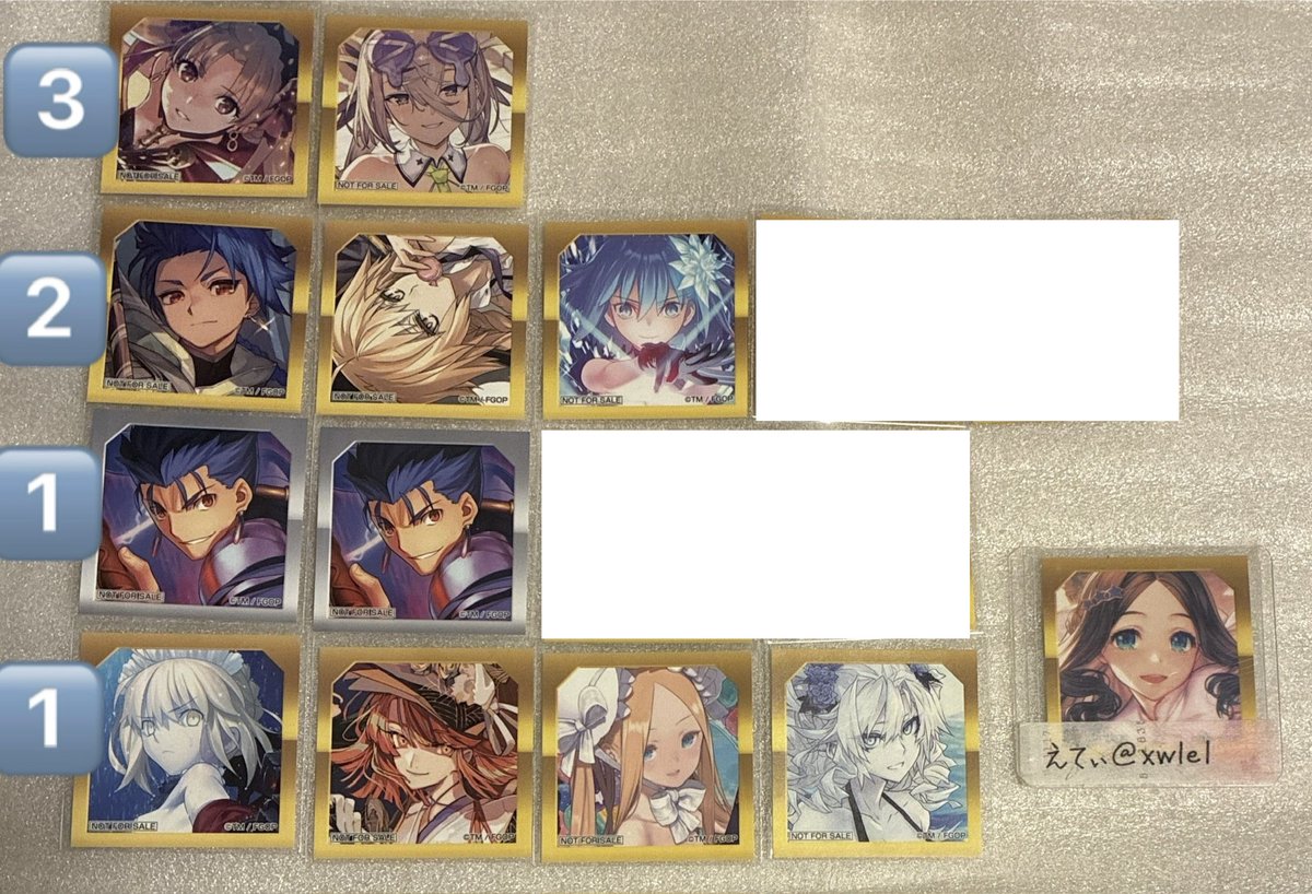 xw1e1's tweet photo. │ 交換.譲渡.買取 │ FGO 最終再臨展 ステッカー

譲：画像参照

求：画像①ダ・ヴィンチ(騎/裁)or各500円＋送料

◾︎初回プロカ必読
◾︎郵送のみ
◾︎画像②は1点につき数字分を画像④よりお迎えください(騎との交換の場合は抱き合わせ－1します) https://t.co/RKksFYqmRU