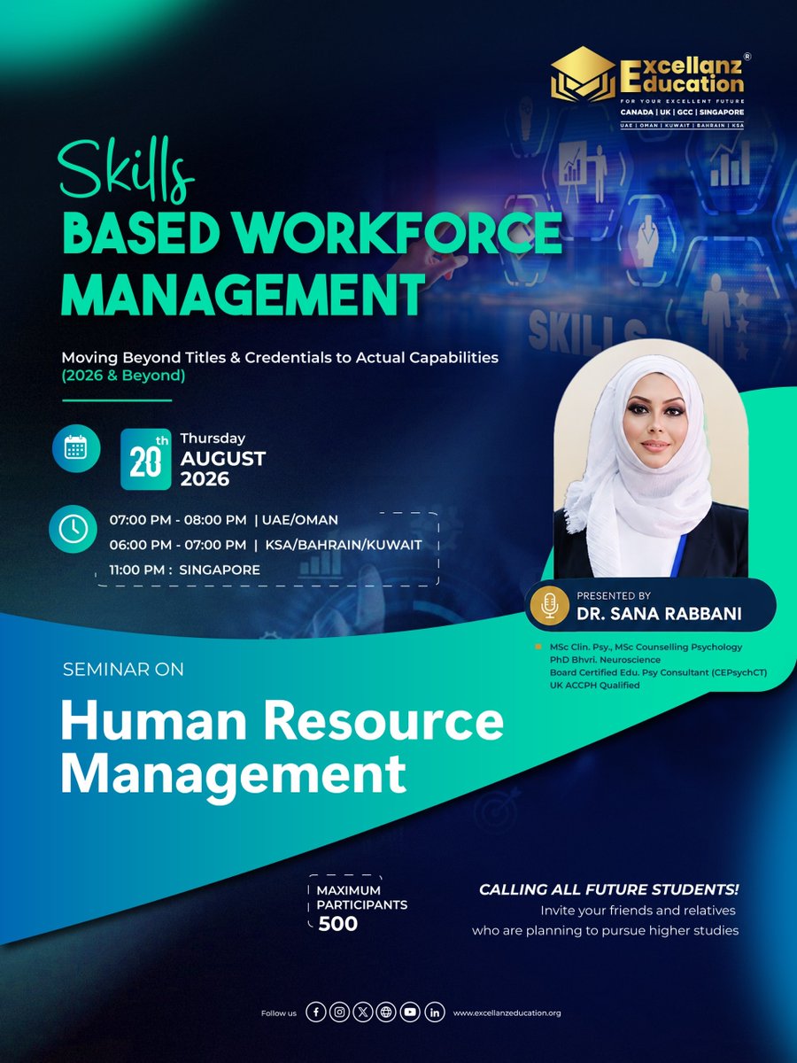 excellanzedu's tweet photo. Join our Seminar on Human Resource Management and explore the topic - Skills Based Workforce Management!

Register Now: https://t.co/ZF5d34TBVd

#seminar #excellanzeducation https://t.co/bxOXExrkz1