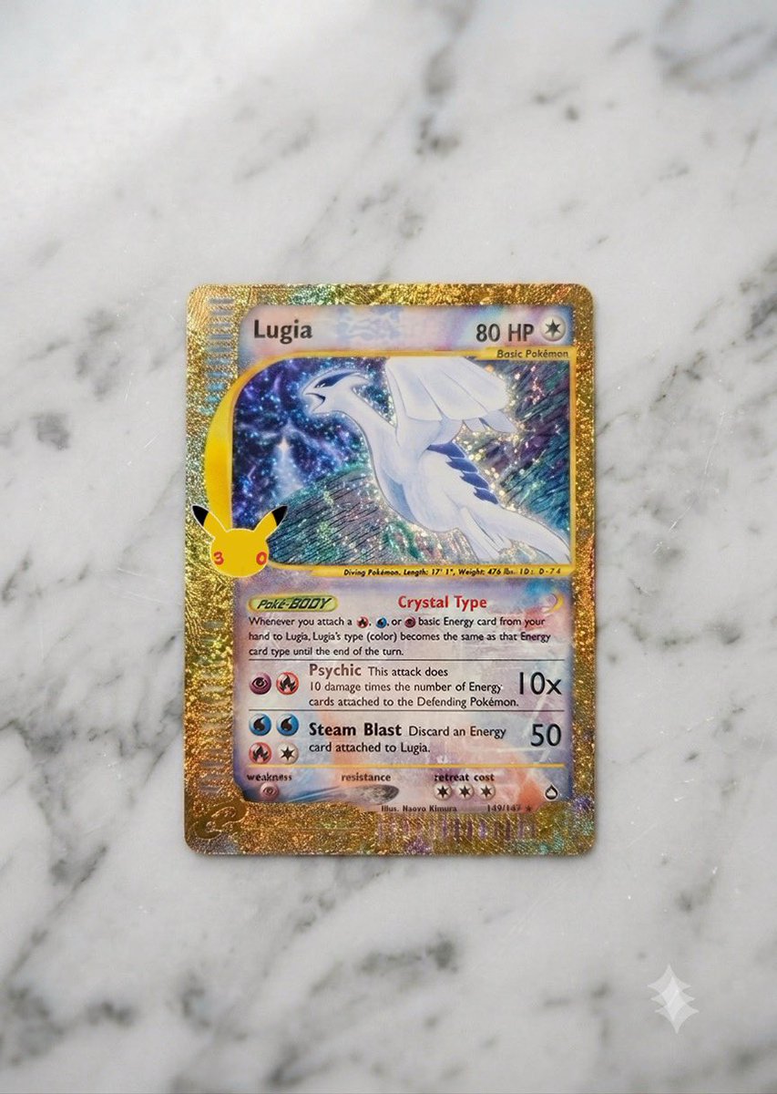 mvrceI's tweet photo. @mewnws @Pokemon @Pokemon_cojp I hyped up the internet on the gold crystal lugia card I made in photoshop https://t.co/beIIS1CHQq