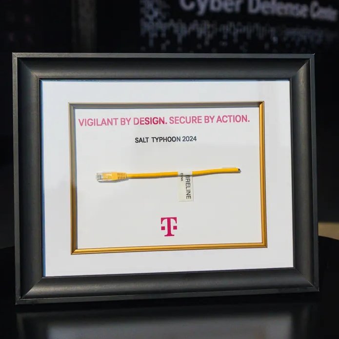 verilogmoder's tweet photo. no way tmobile framed the ethernet cable they had to send an employee to panic chop after they realized they'd been hacked by the chinese. this feels like satire. in what world is this an acceptable point of pride. https://t.co/T5ckLxPyFL
