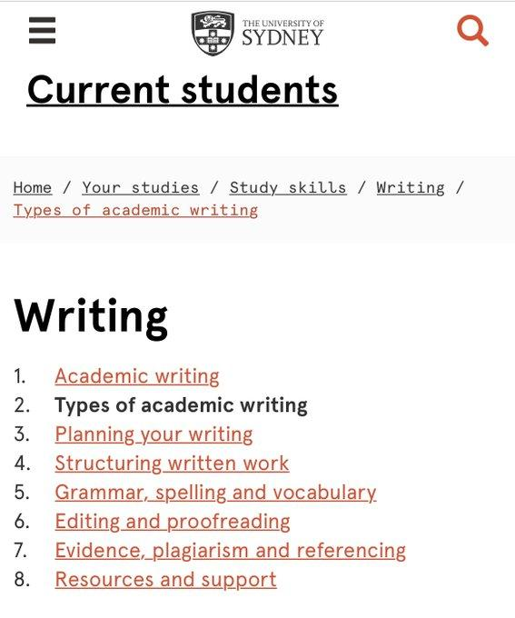 Research_Propos's tweet photo. 🧿صفحـة على موقع جامعة سدني الاسترالية تشرح أغلب الموضوعات المتعلقة بالكتابة الأكاديمية وأنواعـها وأفرعها وأمثلة على ذلك.

https://t.co/1U1oMRyLUL

#البحث_العلمي #الدراسات_العليا
 #يوم_السبت_صوتنا_يوصل https://t.co/miXrrOI88W