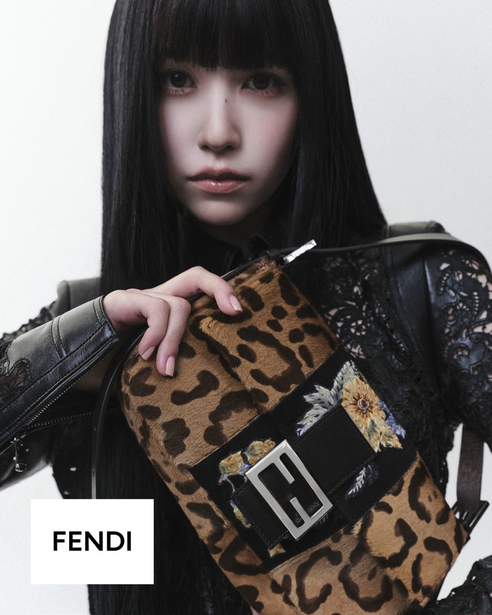 Fendi's tweet photo. Embodying the icon’s original spirit with an iteration blending animalier and floral embellishments, FENDI Ambassador MINA celebrates the re-launch of the Baguette®️ 26424 by Maria Grazia Chiuri https://t.co/vAofBv5NJ2