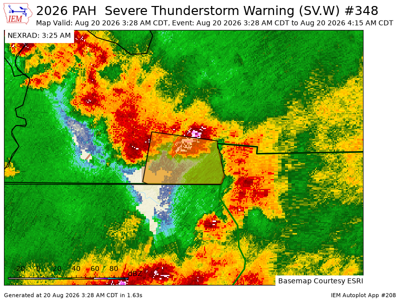 TriStateAlert's tweet photo. PAH issues Severe Thunderstorm Warning [wind: 60 MPH (RADAR INDICATED), hail: 0.00 IN (RADAR INDICATED)] for Calloway [KY] till 4:15 AM CDT https://t.co/xj8YyDHJDw https://t.co/EifMhQpnxA