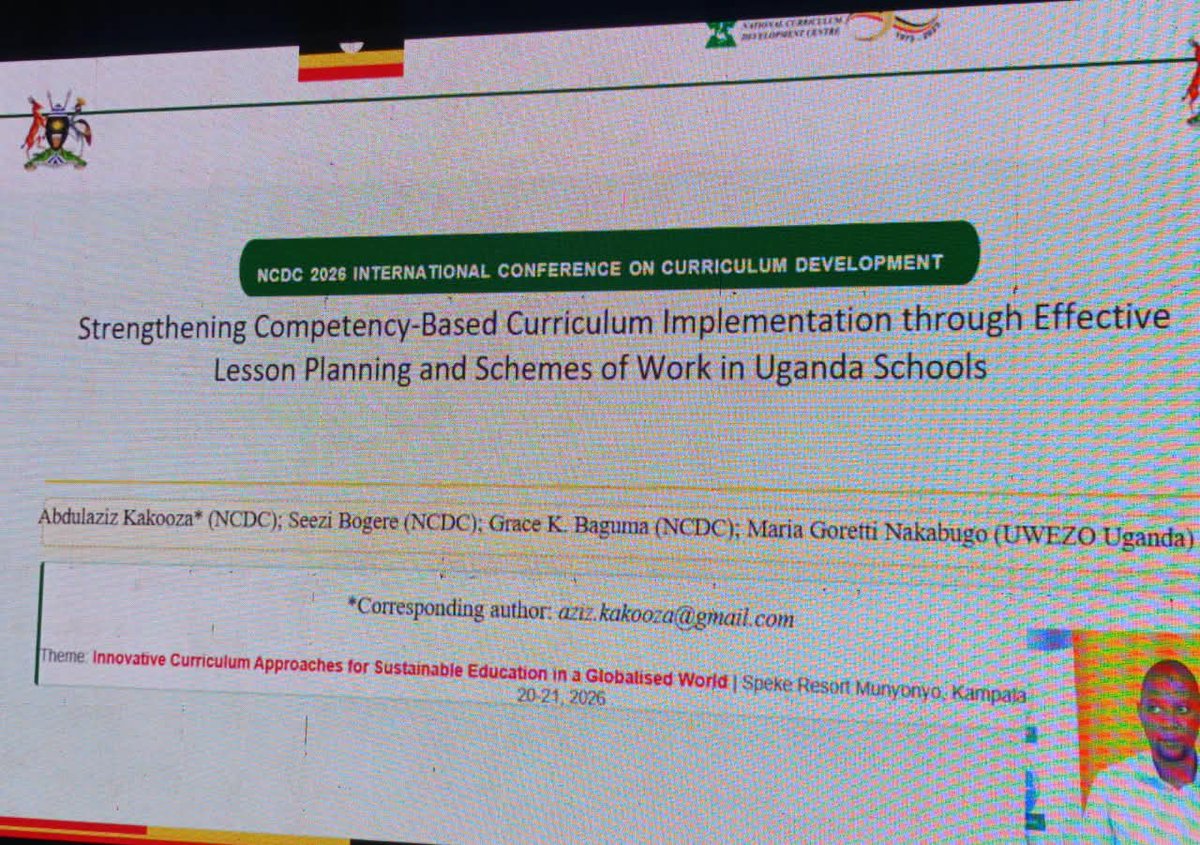UwezoUganda's tweet photo. One of the @alive_programme abstract papers-conducted in Jinja using a qualitative methodology has been presented. Synched to the #ICCD2026 theme, the topic presented explored Strengthening Competence-Based Curriculum Implementation through Effective Lesson Planning and Schemes of Work in Uganda Schools.