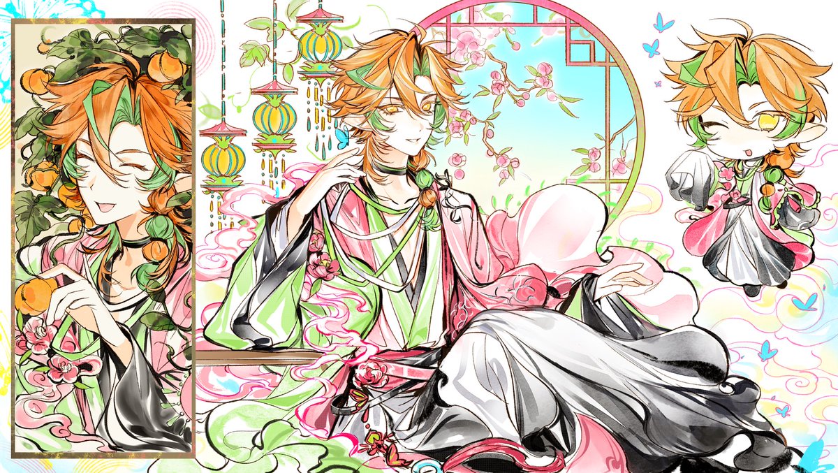 Rin_Tsuki_Xun's tweet photo. #Whispy #JustWhispy 
【得一瞬光景 映半面桃花】
参考了楠极老师@Nuoyuuu 的私设建设了古风服饰的花神&amp;丰收之神🎃🌸
全图在最后😽😽🌺

（重新发了一次推流好绝望） https://t.co/qsa18BbBGM