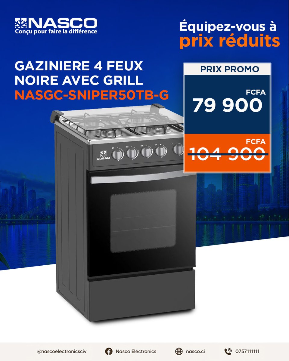 NascoCIV's tweet photo. Cuisinez malin, dépensez moins 😍
Profitez de nos gazinières à prix réduits et équipez votre cuisine sans vous ruiner.

⏳ Quantités limitées, ne laissez pas passer la promo !

Retrouvez nos offres dans nos magasins 👉https://t.co/LWo5xDePCV
#Nasco #Promo #Gazinieres #Cuisine https://t.co/RNof0I97yG
