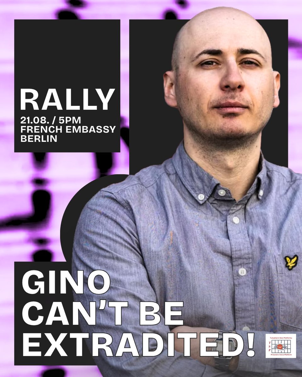 BerlinDemo's tweet photo. 💥Announcement! Friday, August 21, 2026💥
🔥✊🏾FREEDOM FOR GINO! No extradition to Germany!✊🏾🔥
Friday, August 21, 2026 | 5:00 p.m. | French Embassy, Pariser Platz 10117 Berlin
📣 Call to action: https://t.co/sSh7TtAUck
#b2108 #FreeGino #FreeThemAll
1/2 https://t.co/lcVlq8DxFo