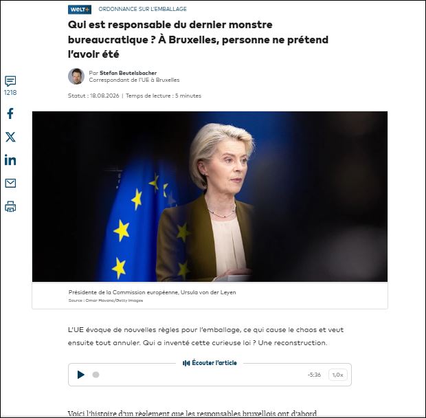 PhilippeMurer's tweet photo. La Commission européenne a produit un règlement européen sur les emballages pour réduire les déchets et aider le climat.
✅C'est un tel monstre normatif et bureaucratique qu'ils l'ont aboli le jour de son entrée en vigueur !
L'UE est un enfer normatif, il faut en sortir par le Frexit.
Ceux qui expliquent que le problème est d'abord français en parlant de surtransposition sans parler de l'enfer des normes de l'UE mentent aux Fraçais sur leurs problèmes et sont tout simplement des traîtres à leur pays.
Source https://t.co/So218YSKli
