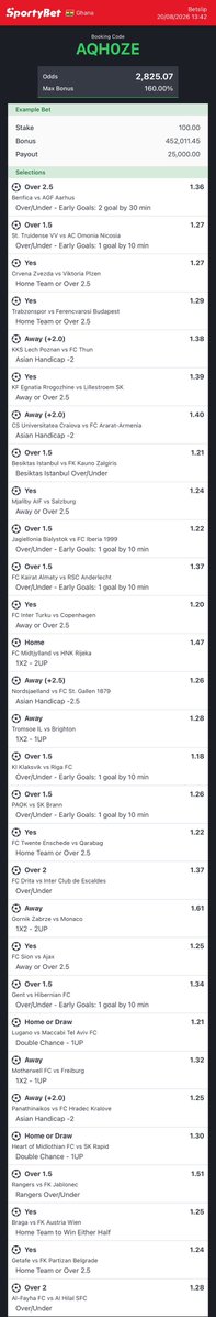 Analyst_365's tweet photo. AQH0ZE  - Game of the day 

Total odds = 2,825🔥 https://t.co/zyWJKAMOBI