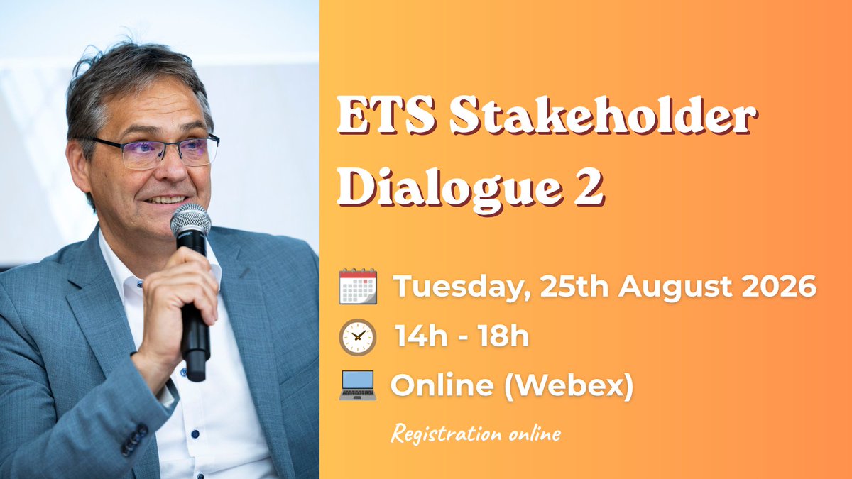 peterliese's tweet photo. Coming back from the summer break, I am happy to invite you to the 2nd #ETS Stakeholder Dialogue taking place next Tuesday☀️ 

Please sing up via this form 👉 https://t.co/ui44IpUIz1

I kindly ask German-speaking stakeholders to sign up for the German roundtable next Friday. https://t.co/3990DB5caV