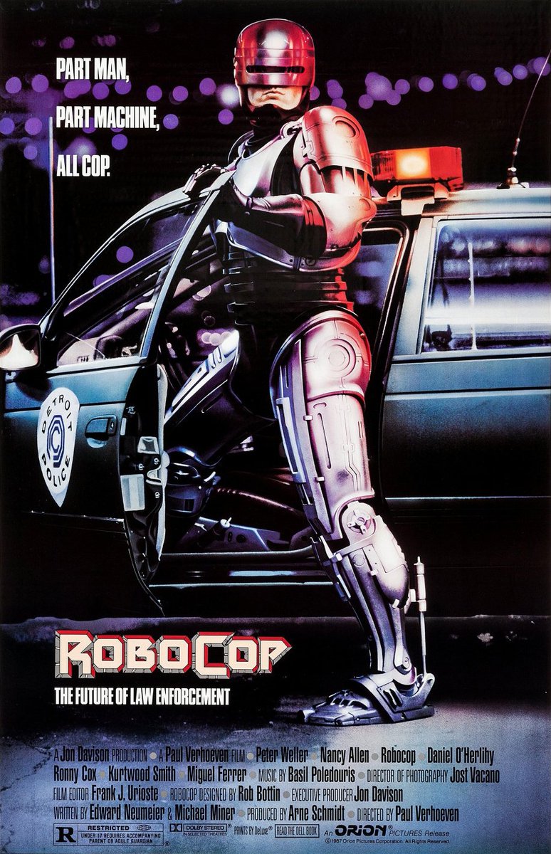 gojo_u's tweet photo. 映画『ロボコップ』観た。
1988年の映画とは思えない完成度で本気で驚き。殺されてサイボーグ化された警官が治安を守りながら、消された記憶を取り戻して自分を殺した犯人を追う展開が熱すぎる。アクションもドラマも全部強いし名作の理由が分かる。
蛇足だが口だけ装甲薄いのはやっぱ気になる。 https://t.co/AlRkdwQmDo