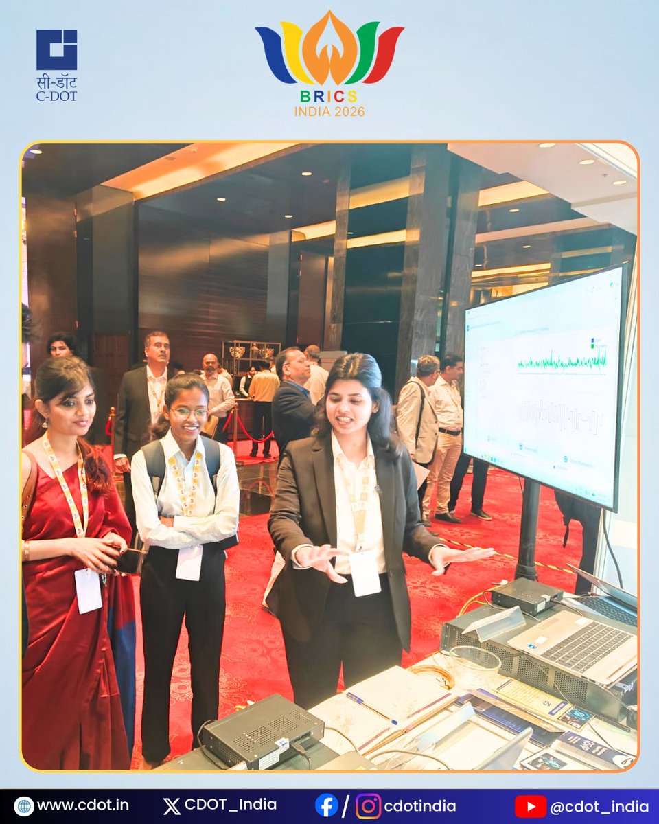 CDOT_India's tweet photo. C-DOT at Digital BRICS Forum | BRICS INDIA 2026

We are exhibiting at the ongoing Digital BRICS Forum, showcasing @CDOT_India 's indigenous technologies and solutions for secure, resilient and future-ready digital infrastructure.

At the exhibition, we are demonstrating C-DOT's #indigenous #telecom and digital communication innovations, including Indigenous #4G/#5G solution, Secure Communication Solutions, #QuantumCommunication Technologies, AI-driven Telecom Solutions, @ITU CAP-based Early Warning Systems, @3GPPLive -based #CellBroadcast Solutions, and Advanced Network & #Cybersecurity Solutions -designed to enable secure, resilient, and future-ready digital communication networks.

C-DOT continues to contribute to technical #collaboration, knowledge exchange and the development of future-ready networks.

Building the future of networks, together.

@PIB_India @pib_comm @DoT_India @JM_Scindia  @PemmasaniOnX @rkupadhyay 

#CDOT #BRICS #BIFN #ICT #QuantumCommunication