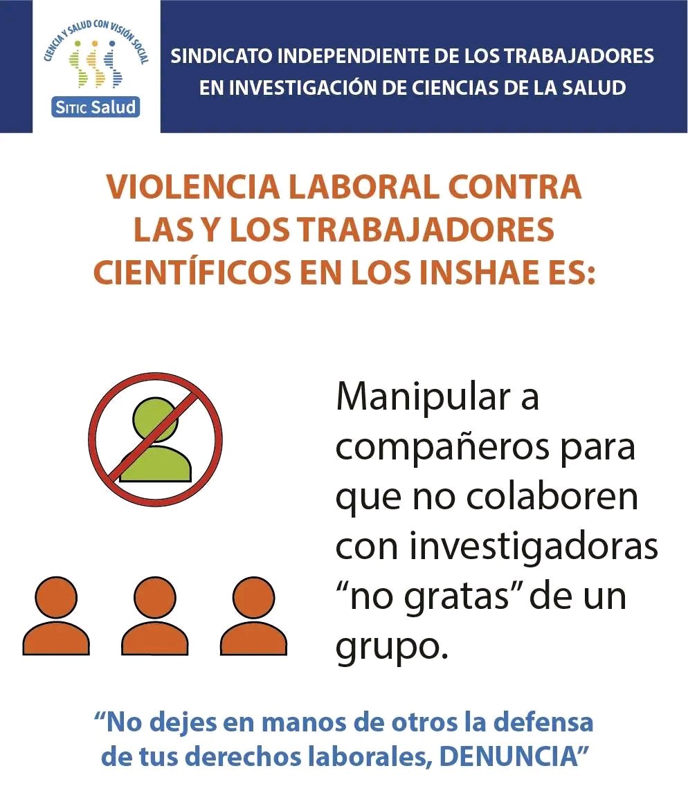 SaludSitic's tweet photo. 📢#Violencia laboral contra los #trabajadores científicos #INSHAE es:
Manipular a compañeros para que no colaboren con investigadoras “no gratas” de un grupo 🚩🚩🚩🚩🚩 https://t.co/dbqcroxUFs