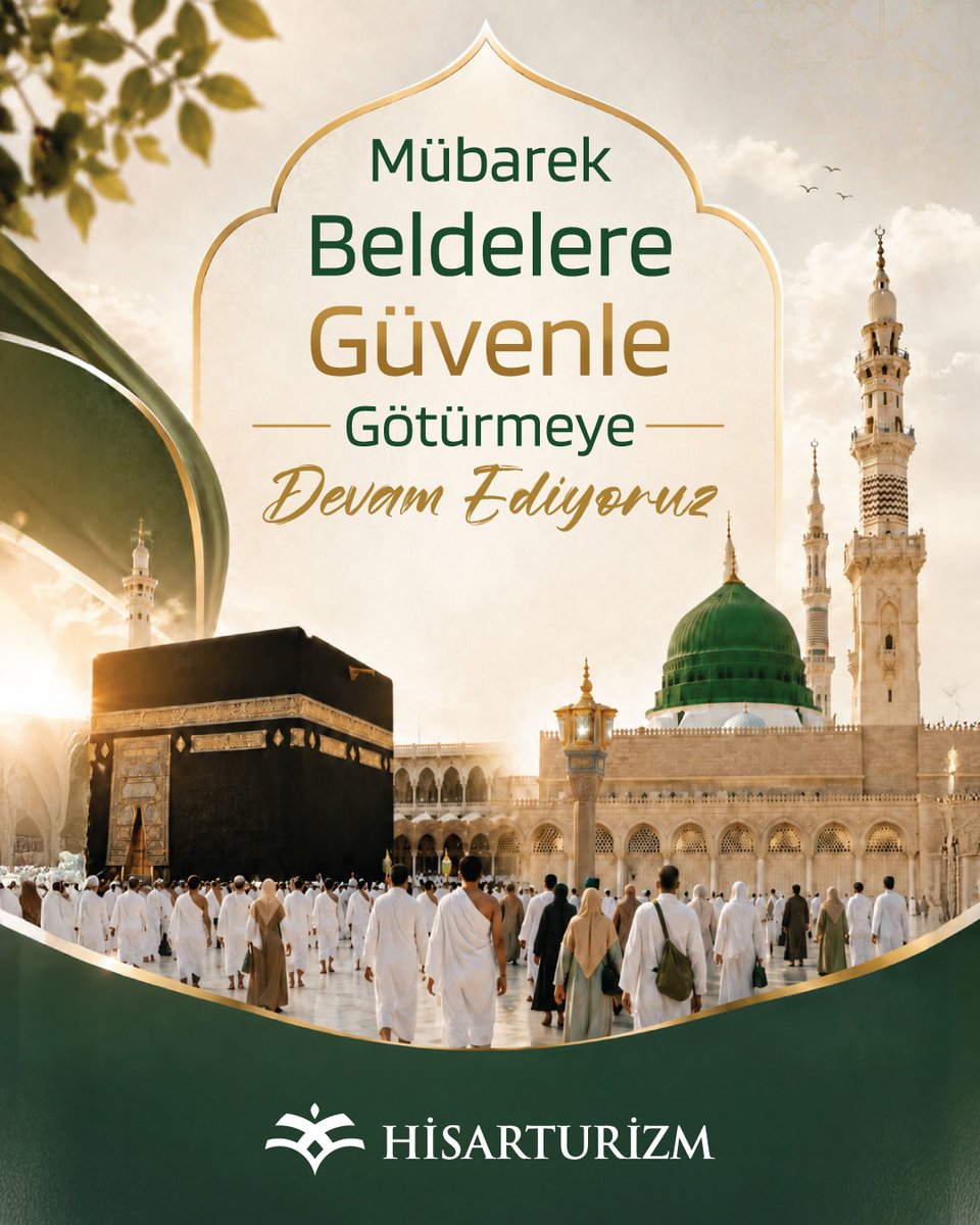 _hisarturizm's tweet photo. 🕋✨ Mübarek beldelere güvenle hizmet vermeye devam ediyoruz…

Kâbe-i Muazzama’nın huzuru,
Medine-i Münevvere’nin sükûneti ve dualarla anlam kazanan bu özel yolculukta; misafirlerimizin her adımında yanında olmayı büyük bir sorumluluk olarak görüyoruz. 🤍

🤝 Hisar Turizm olarak;
🧭 planlamadan organizasyona,
🏨 konaklamadan ulaşıma,
mübarek beldelere uzanan yolculukları güven, tecrübe ve özenle yönetmeye devam ediyoruz.

🌙 Her yolculukta aynı hassasiyet,
🤲 her misafirimiz için aynı emanet bilinci,
✨ her adımda huzurlu bir ibadet deneyimi…

📩 Umre ve hac programlarımız hakkında detaylı bilgi almak için bizimle iletişime geçebilirsiniz.