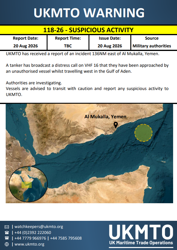 UKMTO WARNING 118-26 