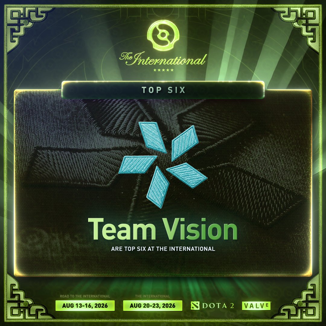 wykrhm's tweet photo. Team Vision are Top 6 at The International 2026. CONGRATS!! #TI15 #Dota2 https://t.co/7HG6xu0jFu