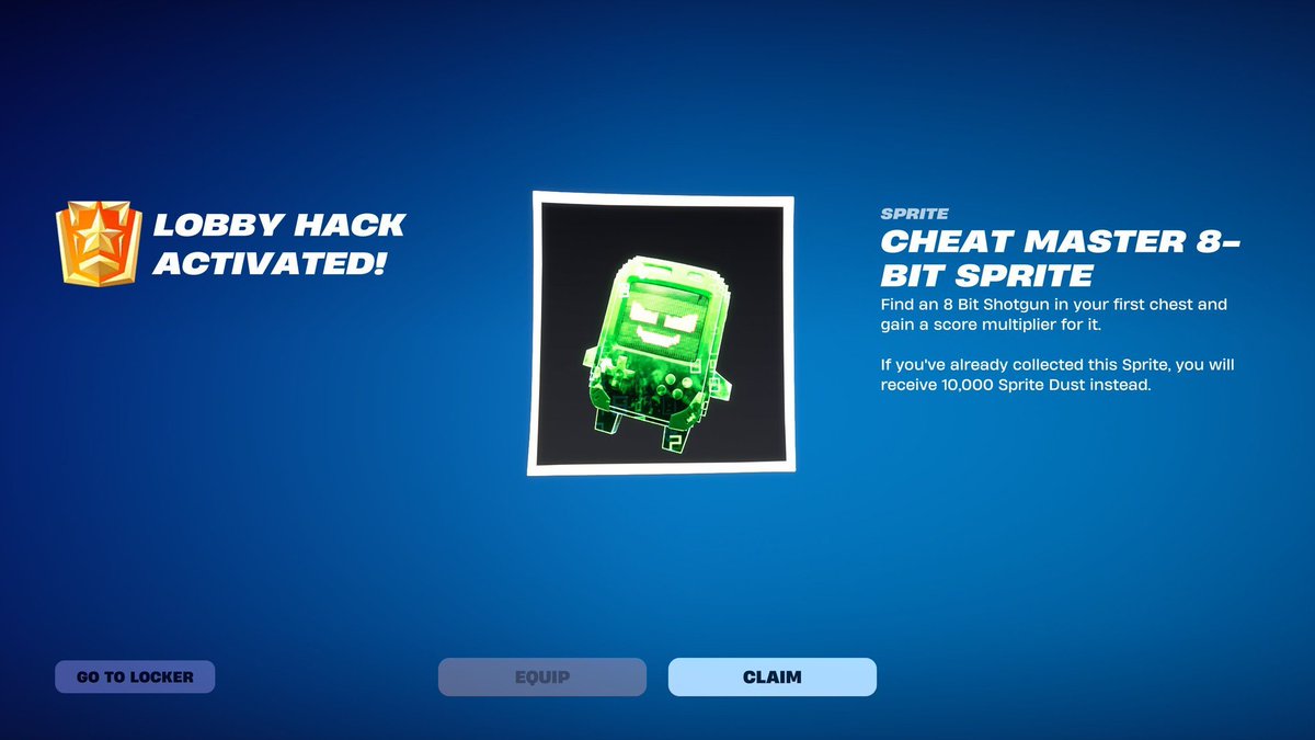 Gl1tch_Leaks's tweet photo. Sprite codes so far

- 8BitBlast 
➥ Cheat Master 8-Bit Sprite

- GottaGoFast
➥ Sonic Cheat master sprite

- IWannaFlyHigh 
➥ Cheat Master Tails sprite

- Born2Play
➥ Cheat Master Adventure Sprite

- O2Override 
➥ Llama Supply &amp; 5 Portable https://t.co/Jlw771m34Y